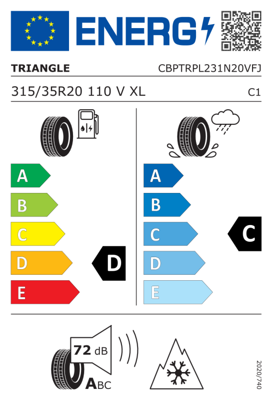 315/35 R20 TRIANGLE PL02 SNOWLINK XL 110V